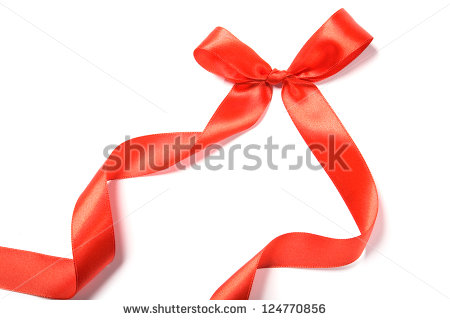 Long Red Bow with Ribbon