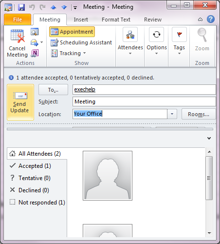 Outlook 2010 Meeting Request Outlook 2010 Meeting Request