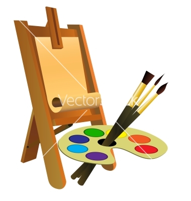 Paint Brushes Art Palette and Easel