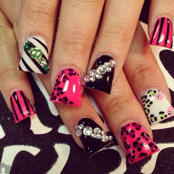 Pink and Black Acrylic Nails Pink and Black Acrylic Nails