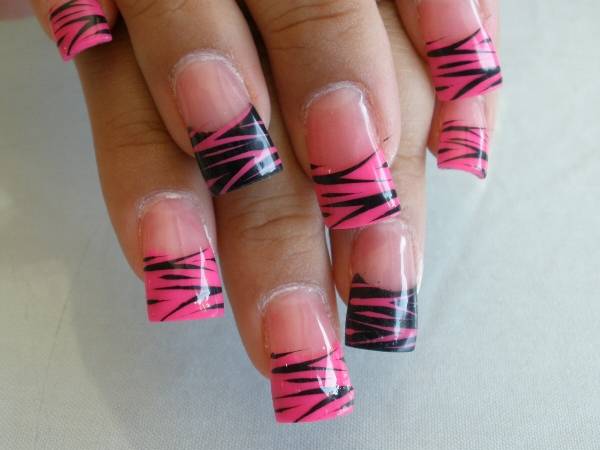 Pink and Black Zebra Nail Design Pink and Black Zebra Nail Design