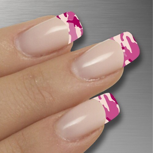 Pink Camo French Tip Nail Designs