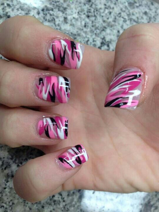 Pink Camo Nail Designs