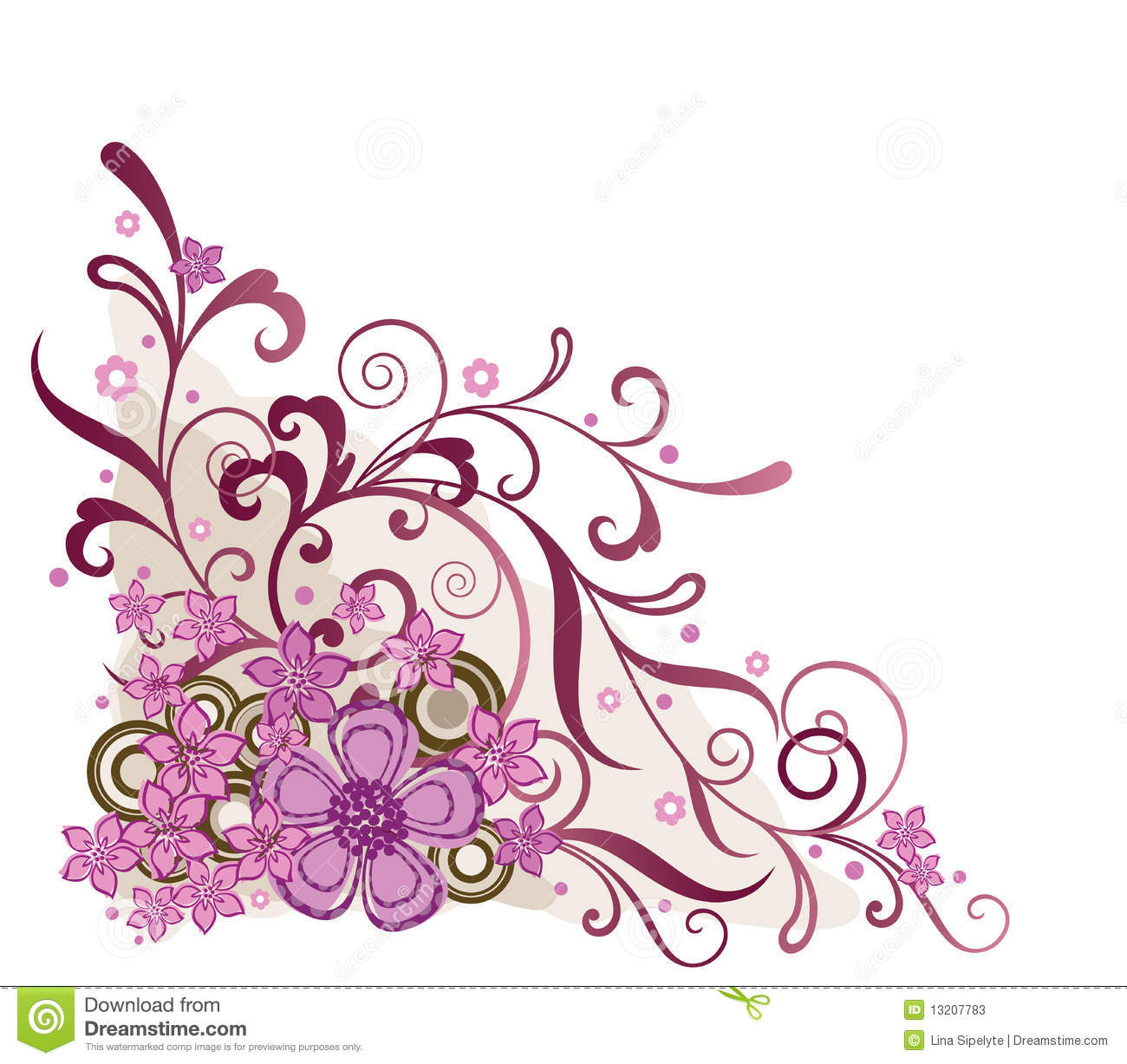 Pink Floral Corner Design Element Pink Floral Corner Design Element