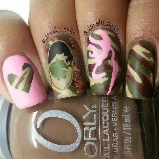 Pink Mossy Oak Camo Nails