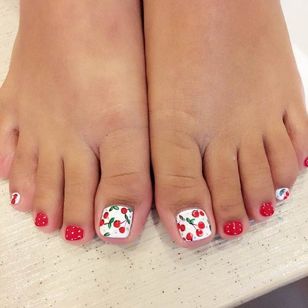 Red and White Toe Nail Designs Red and White Toe Nail Designs