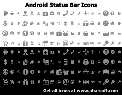 Screen Savers: Android Status Bar Icons Shareware