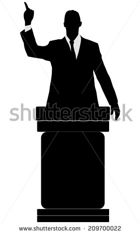 Silhouette of Man Speaking with Podium