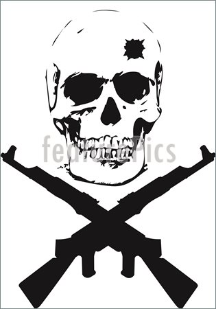 Skull and Guns Clip Art