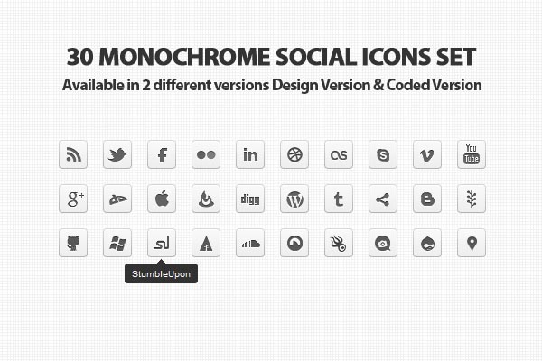 Social Media Icons Monochrome