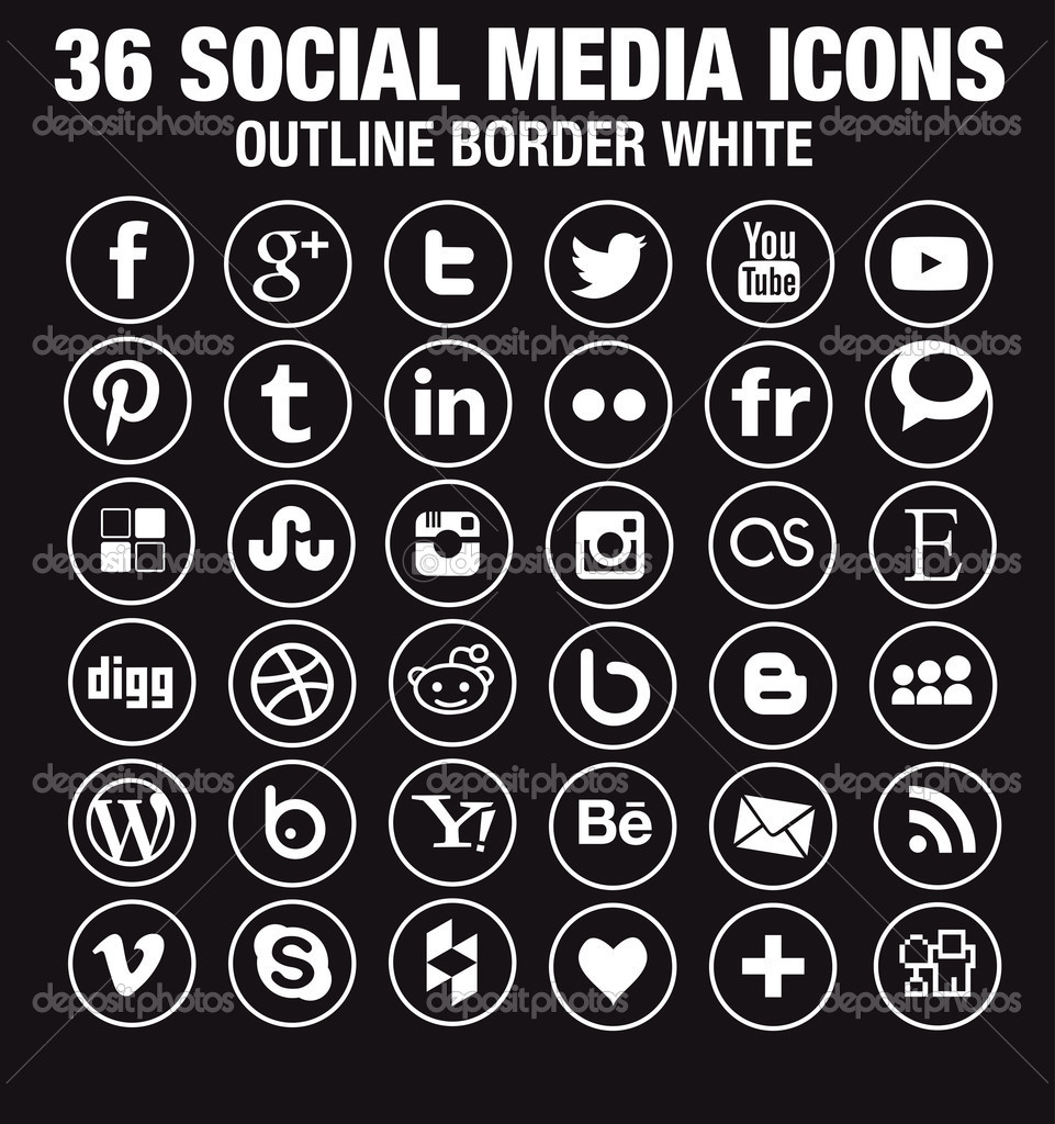 Social Media Icons White