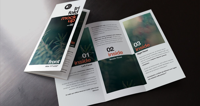 Tri-Fold Brochure Mockup PSD