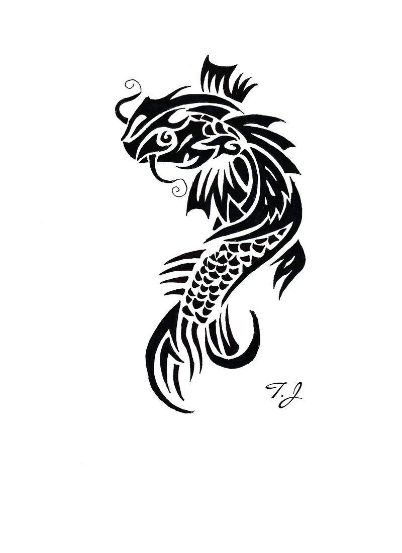 Tribal Koi Fish Tattoo Designs