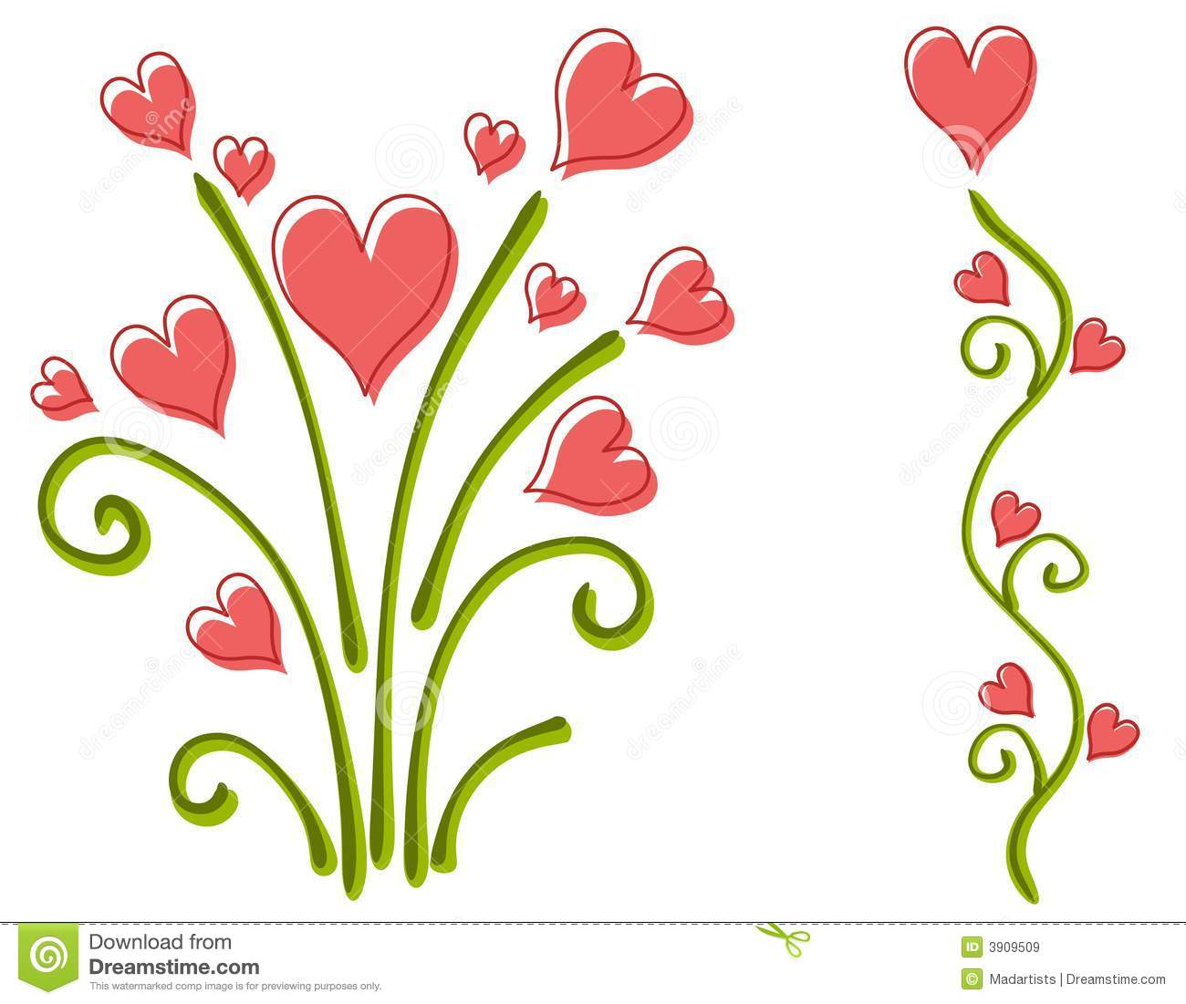 Valentine Heart and Flower Clip Art Valentine Heart and Flower Clip Art