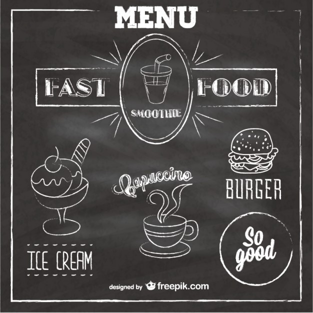 Vector Chalkboard Food Menu