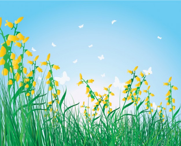 18 Grass Vector Background With Flowers Images