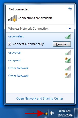 Windows 7 Wireless Connection Icon