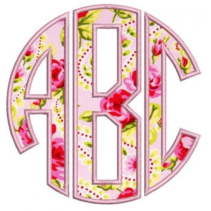 Applique Circle Monogram Embroidery Font