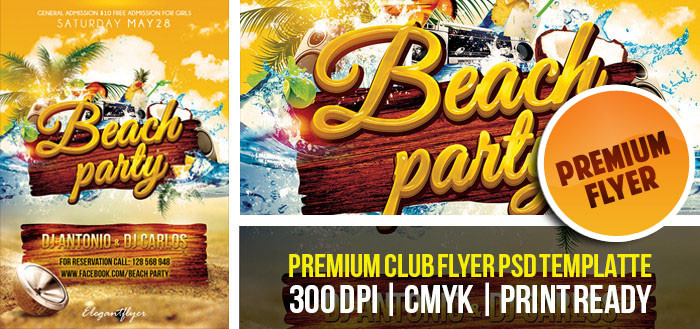 Beach Party Flyer PSD Template