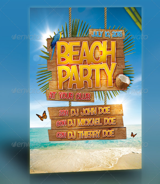 17 Beach Party PSD Flyer Templates Images