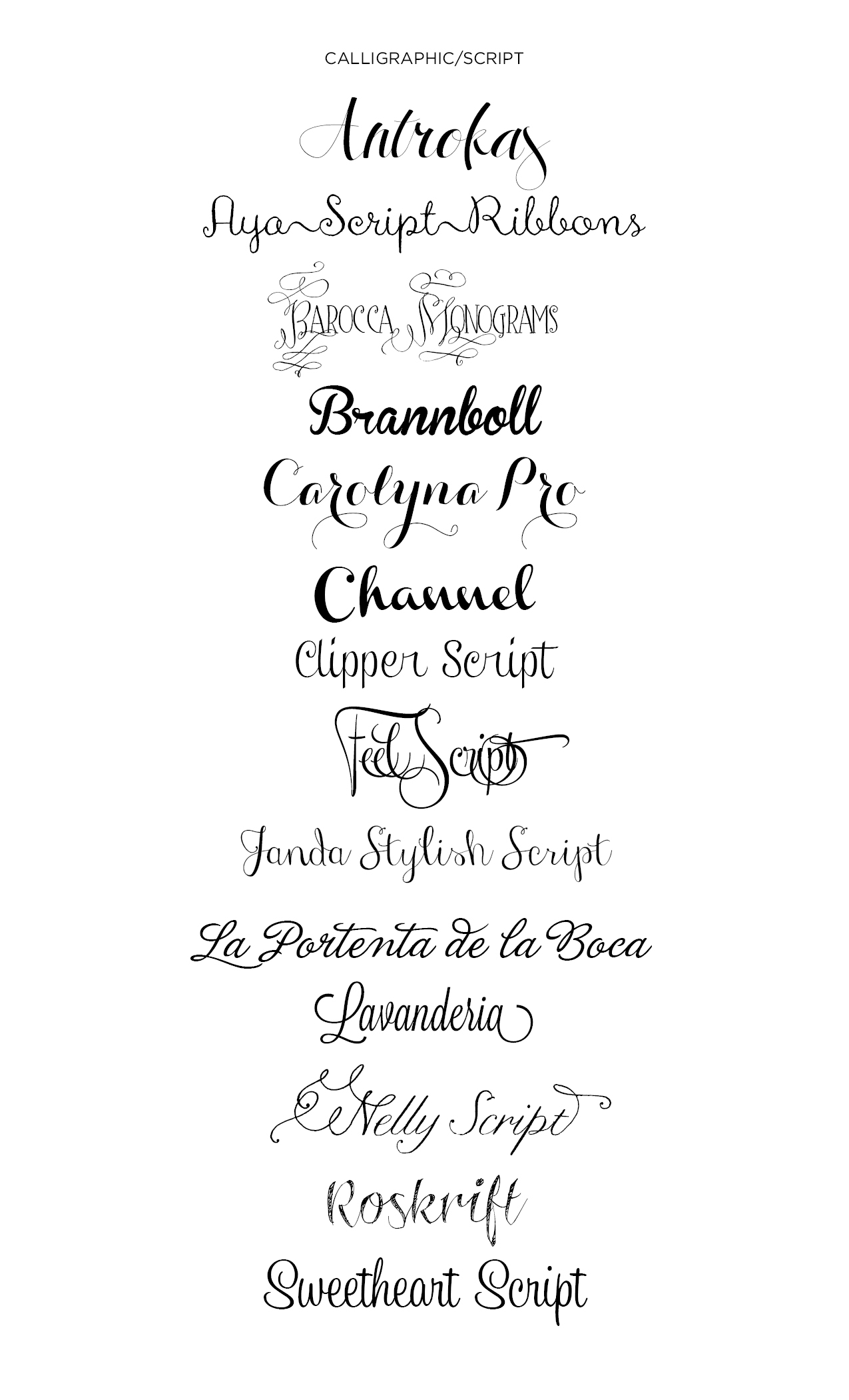 12 Cute Calligraphy Fonts Images