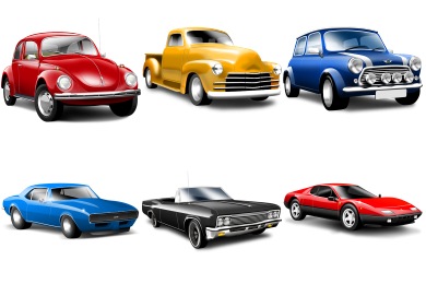 12 Classic Car Cartoon Icons Images