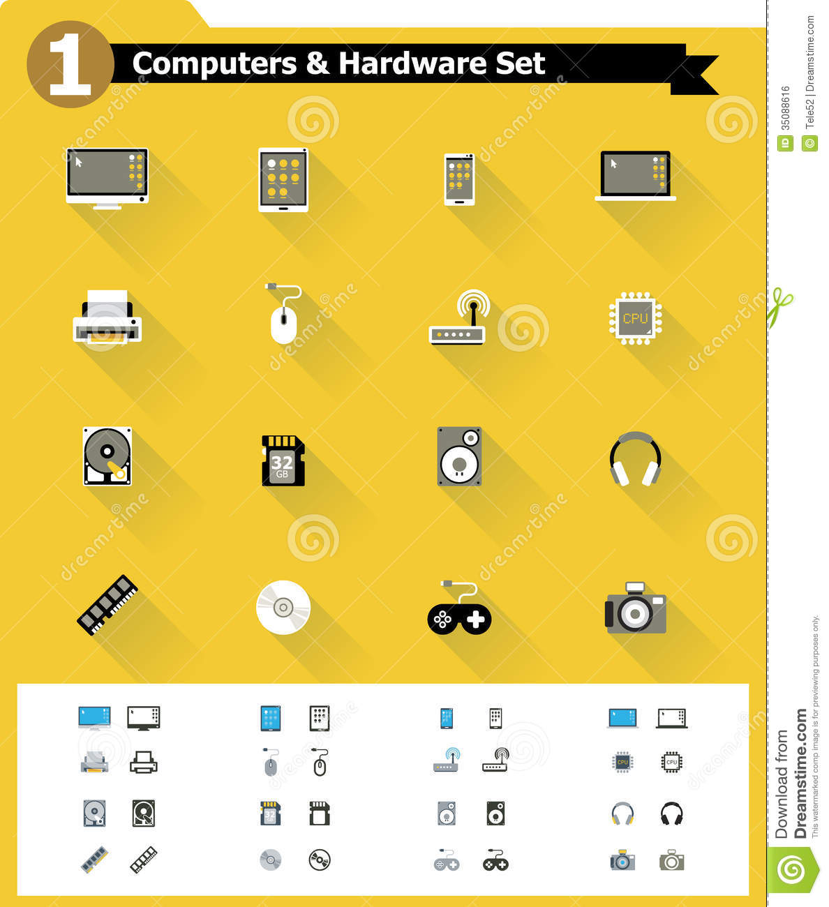 Computer Hardware Icon Flat