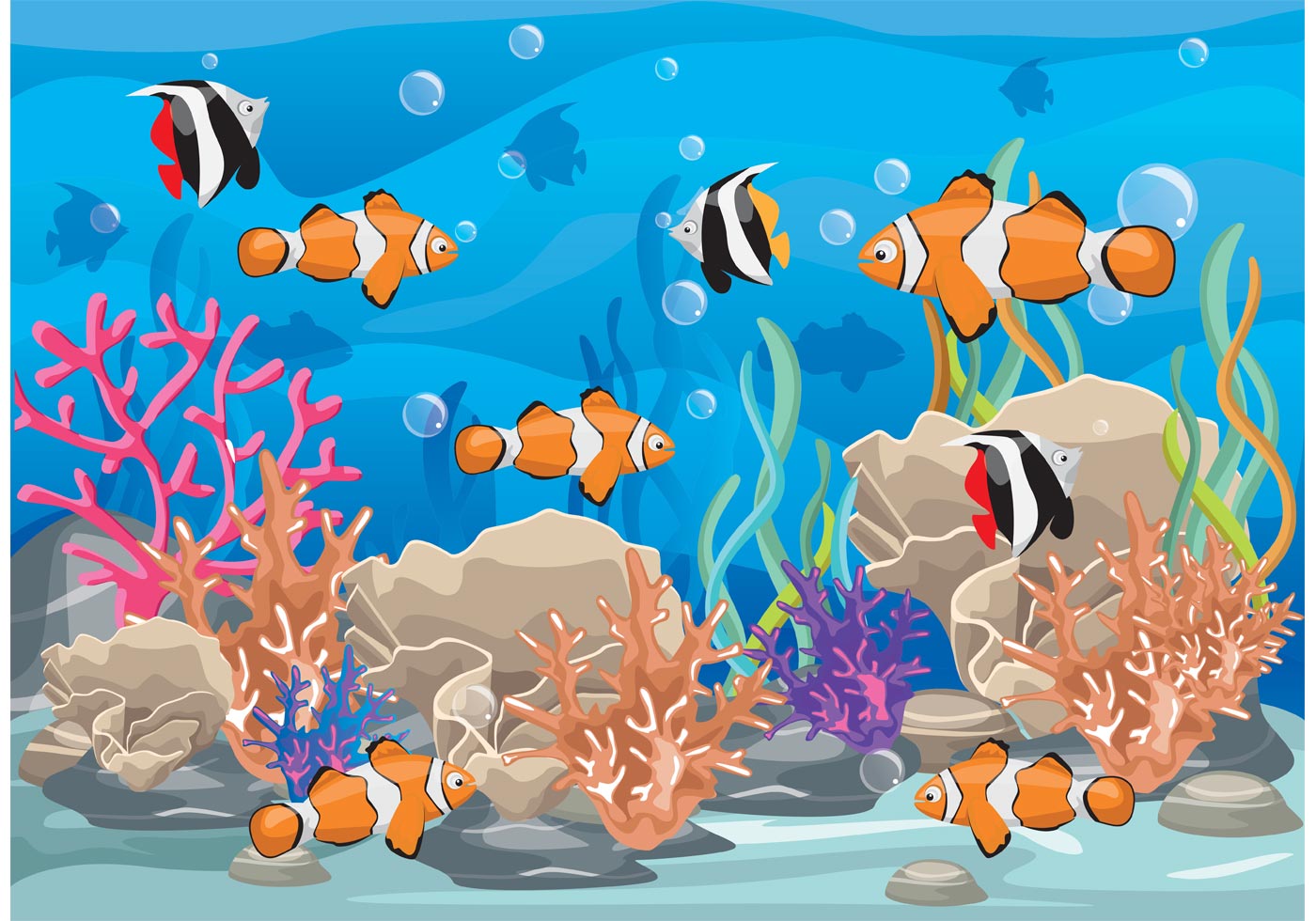 Coral Reef with Fish Vector Free