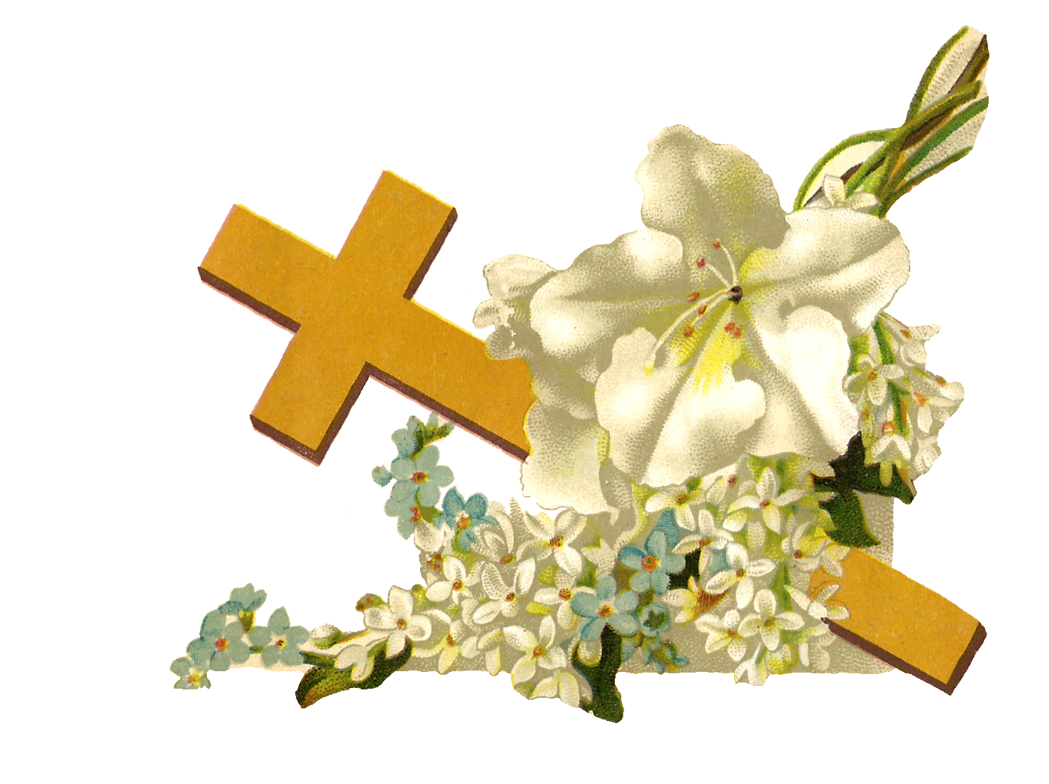 Easter Cross and Flowers Clip Art Free