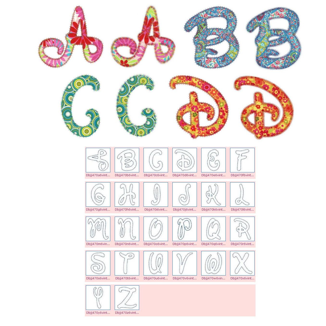 Embroidery Applique Alphabet Design Fonts