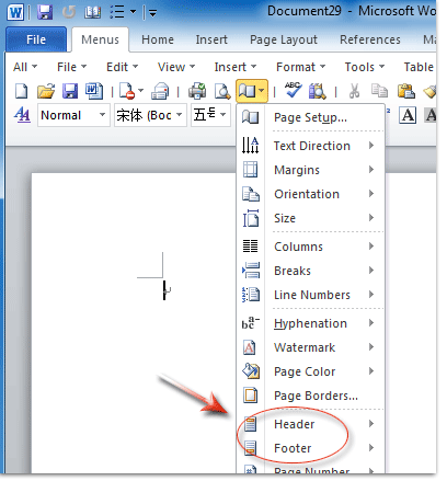 Header and Footer in Word 2013