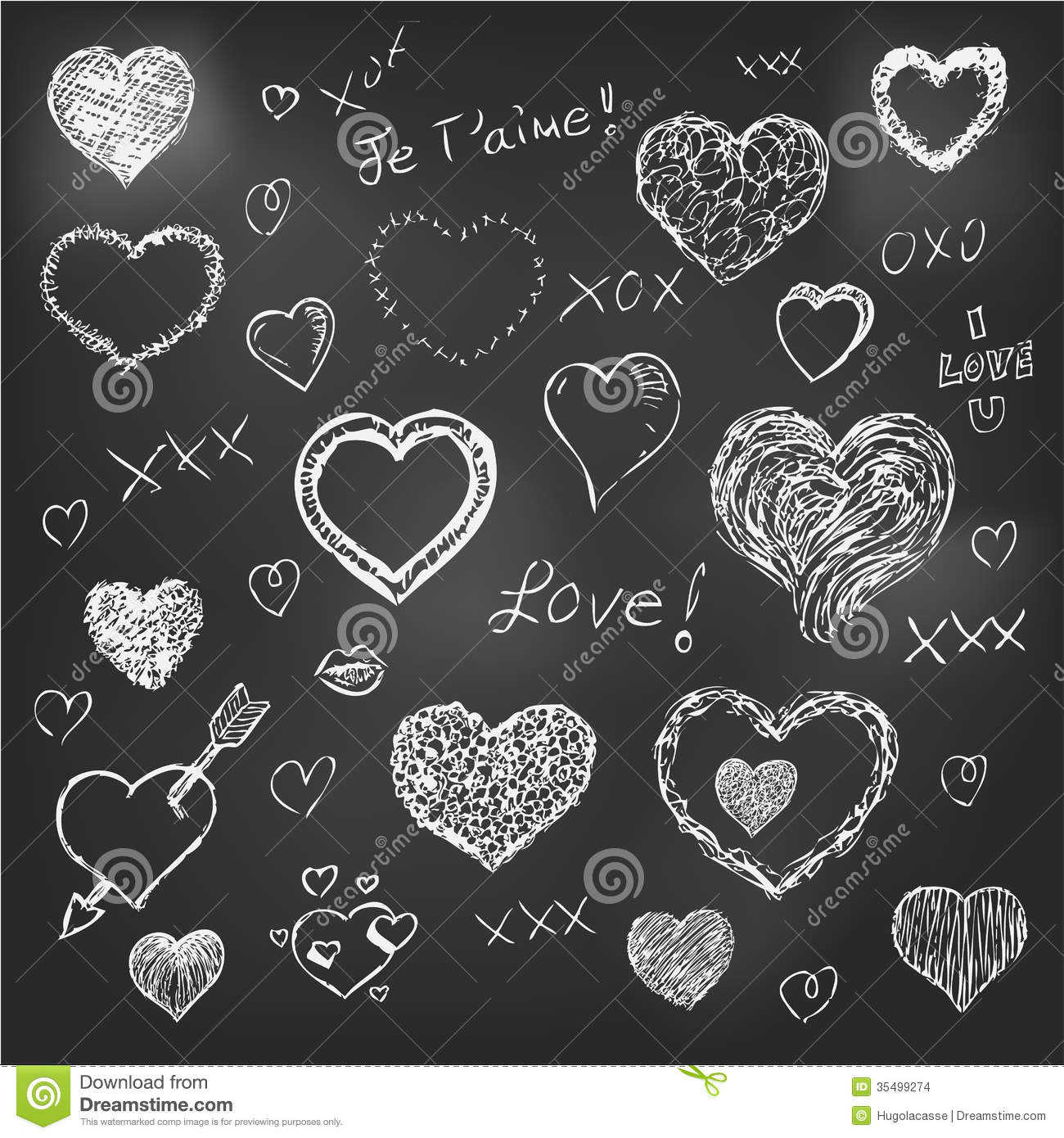 Heart Drawn On Chalkboard