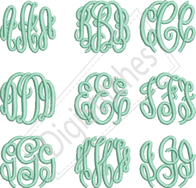 Machine Embroidery Circle Monogram Fonts