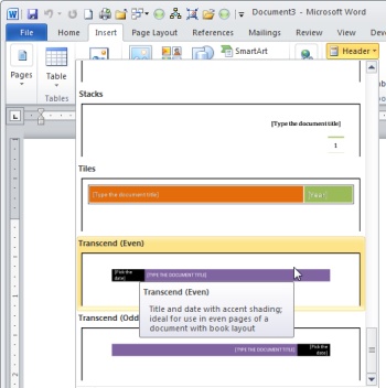 Microsoft Word Header Designs