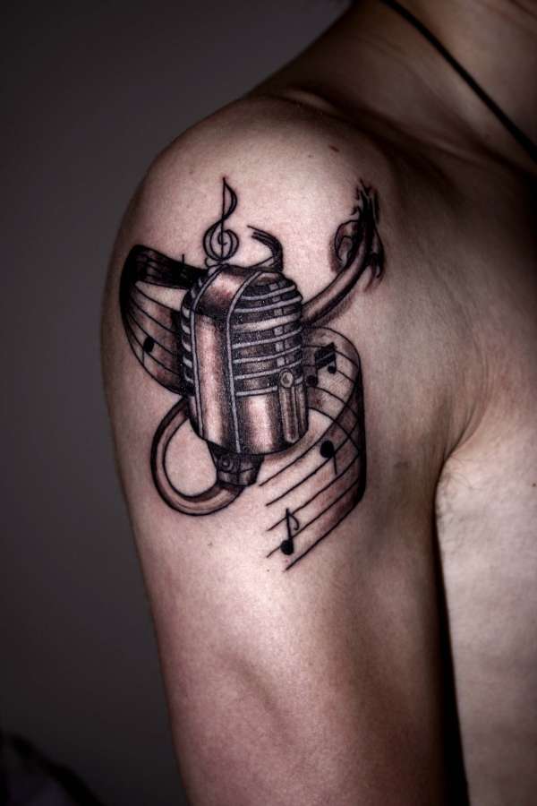 Music Microphone Tattoos Design