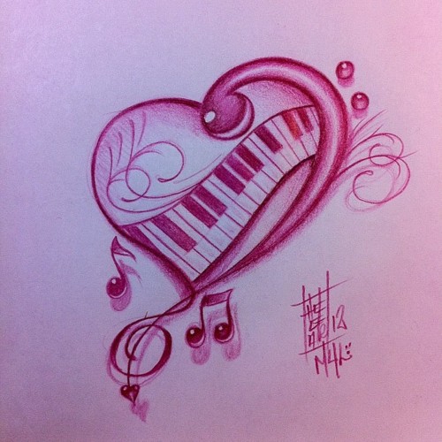 Music Note Heart Tattoo Designs