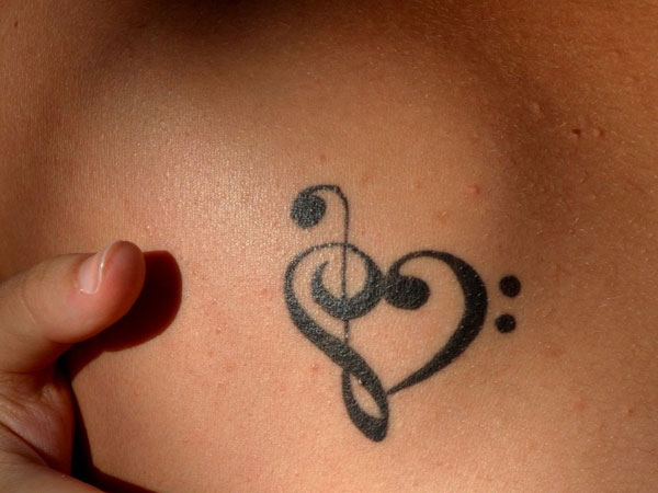 Music Note with Heart Tattoo