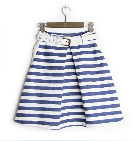 Navy Blue and White Stripes Skirt