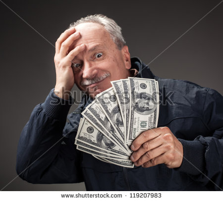 Old Man Holding Money