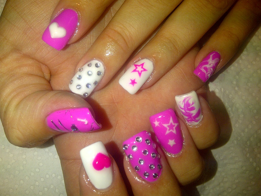 1. Pink and White Floral Nail Art Design - wide 4