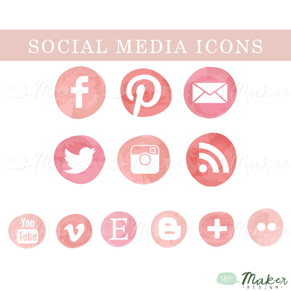 Pink Social Media Icons for Website