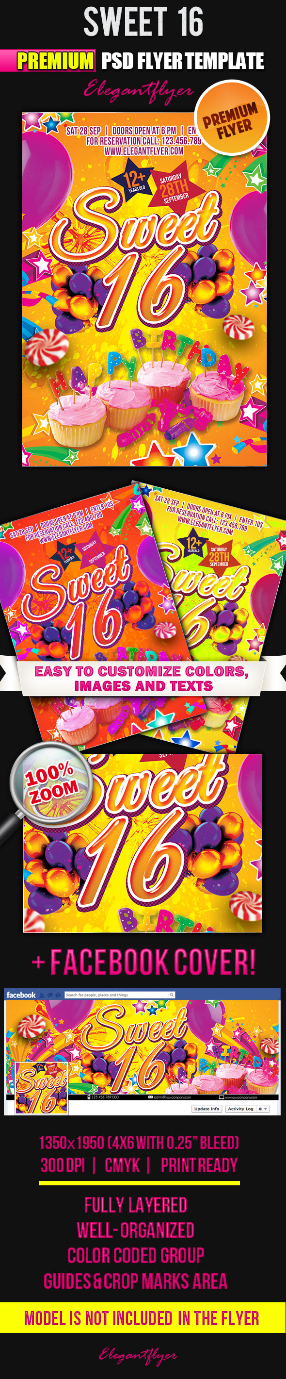 PSD Flyers Free Templates for Sweet 16