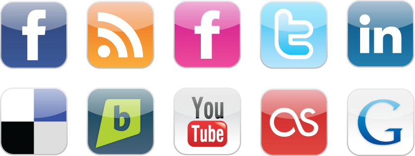 Social Media Facebook Twitter YouTube Icons PNG