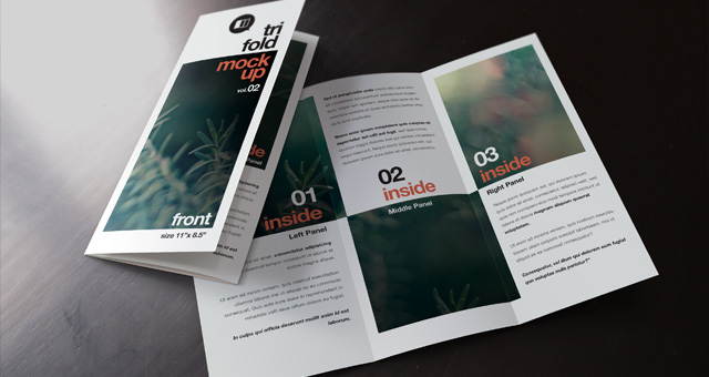 Tri-Fold Brochure Mockup PSD Tri-Fold Brochure Mockup PSD