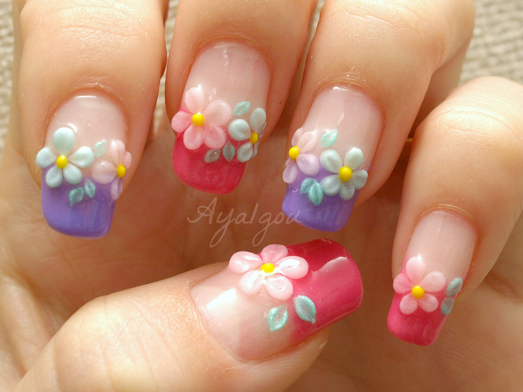 3D Flower Nail Art Design