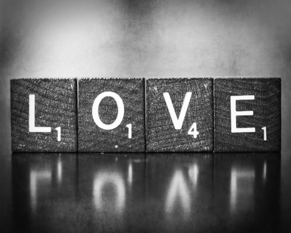 Black and White Love Word Art