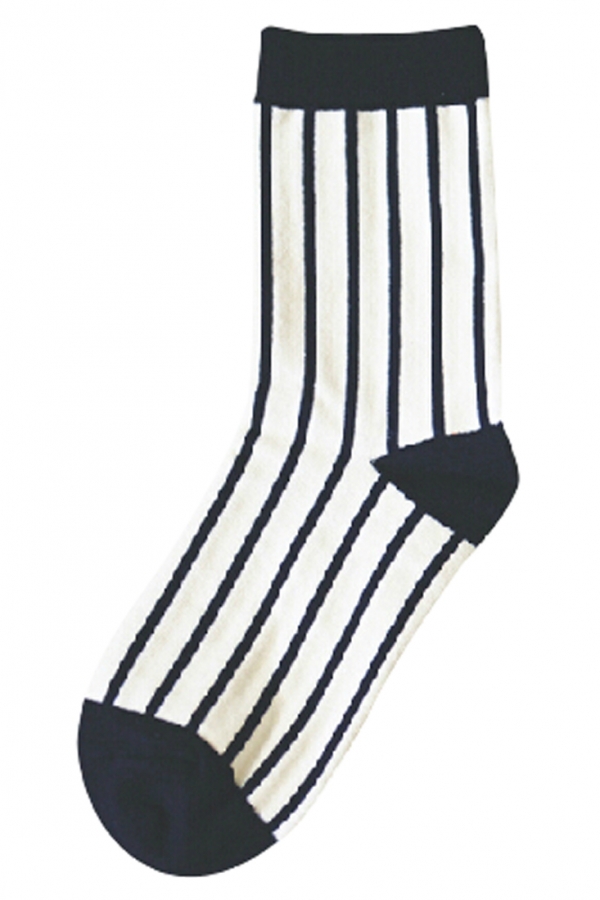 Black and White Striped Ankle Socks
