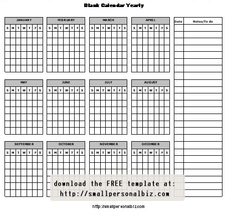 Blank 12 Month Calendar Printable