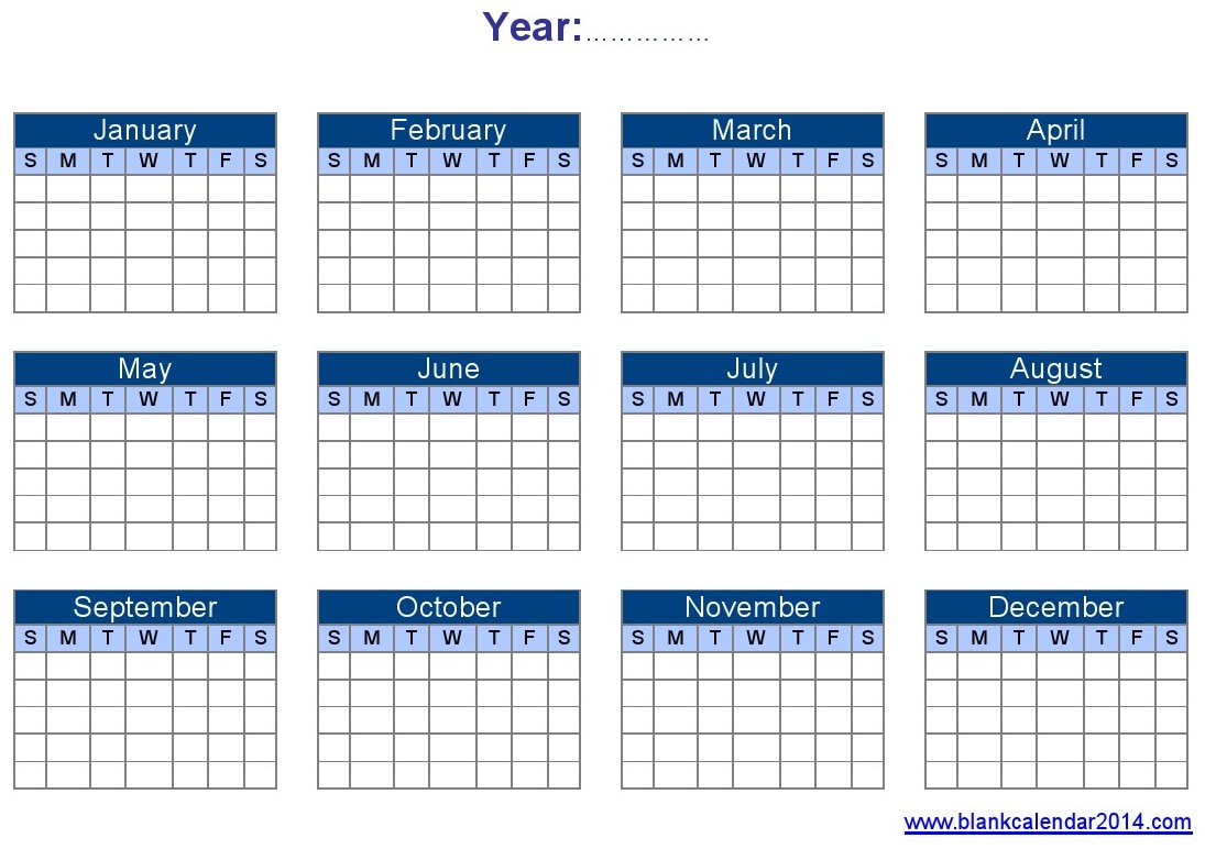 Blank Yearly Calendar Template