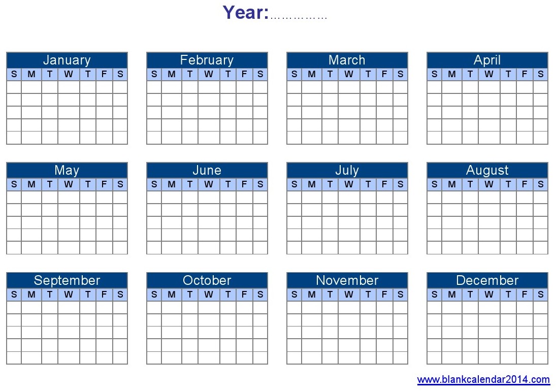 Blank Yearly Calendar Template Blank Yearly Calendar Template